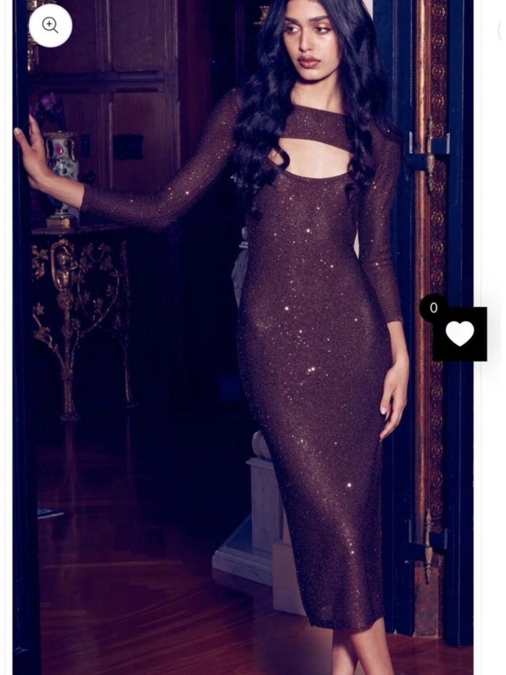 $475 MISA Los Angeles Shimmer Knit Midi Dress Bolero Set Brown Metallic NWT XS